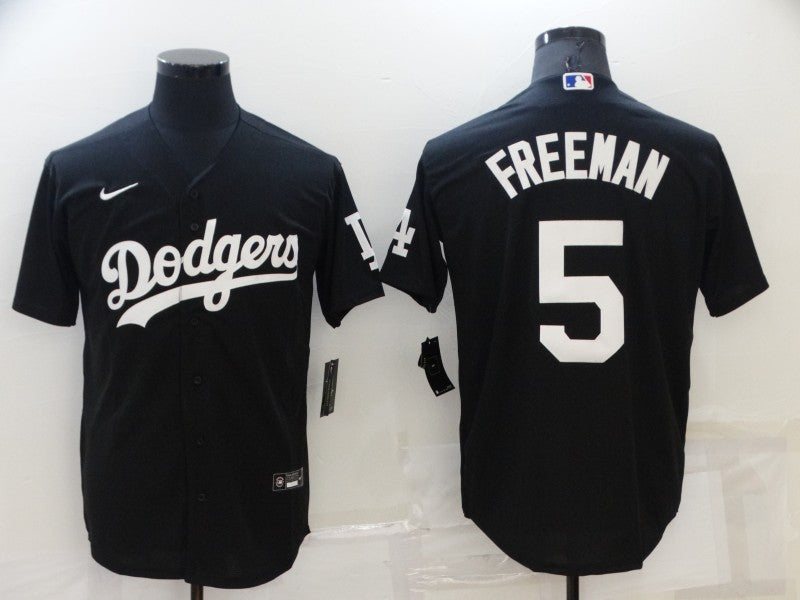 Men's Los Angeles Dodgers Freddie Freeman #5 Black Replica Baseball Jersey1
