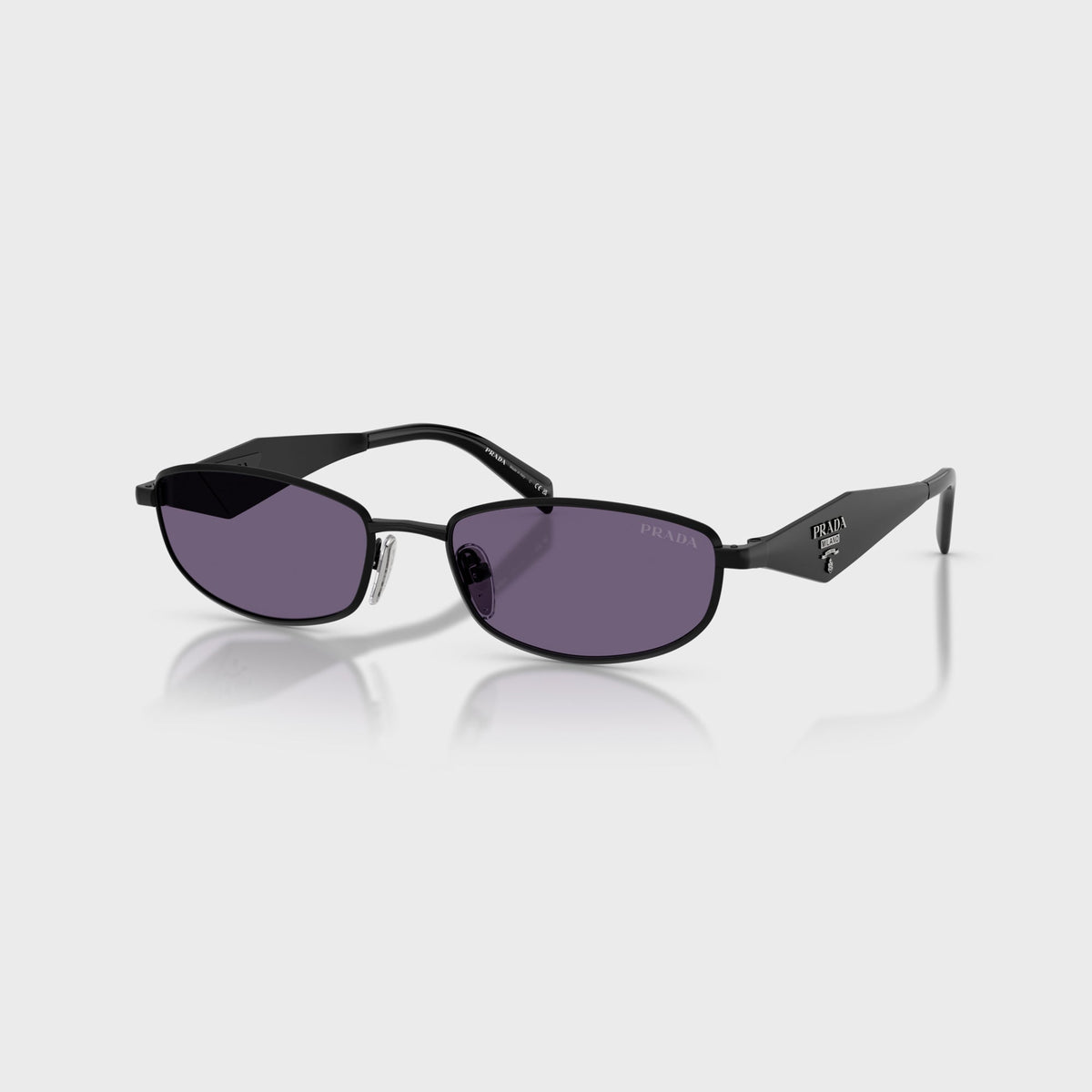 Prada Sunglasses with Prada Logo - Satin Black / Violet