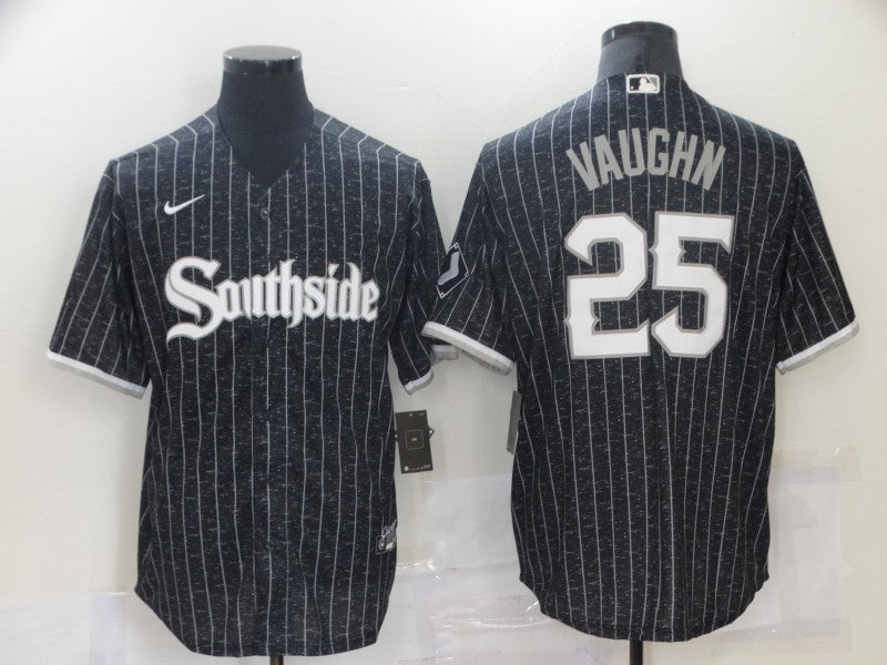 Men's Chicago White Sox Andrew Vaughn #25 Black Replica Baseball Jersey1