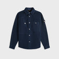 Stone Island Denim Research Logo Appliqued Cotton Corduroy Overshirt - Indigo
