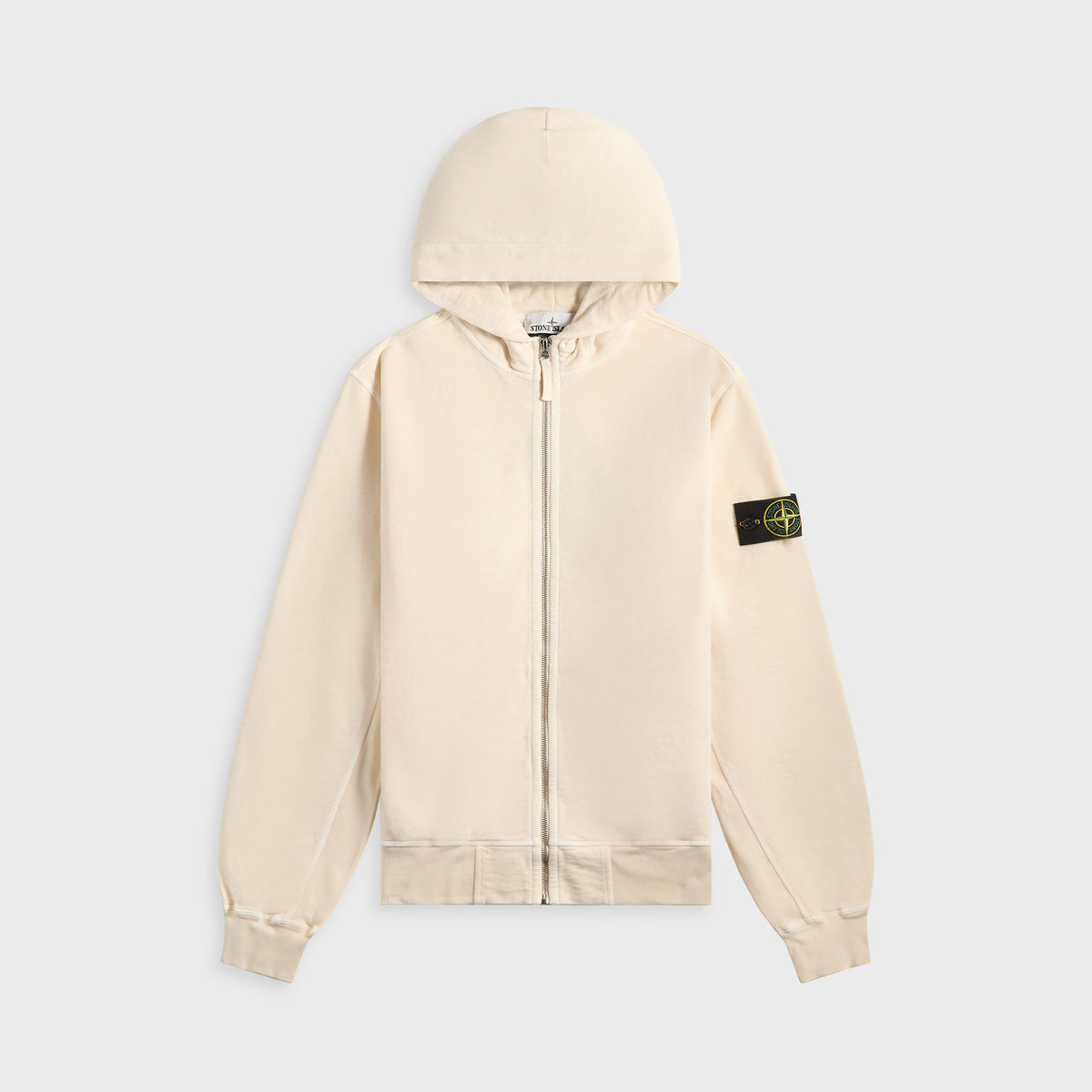 Stone Island Malfile Fleece Garment Dyed Old Effect Zip Hoodie - Biege