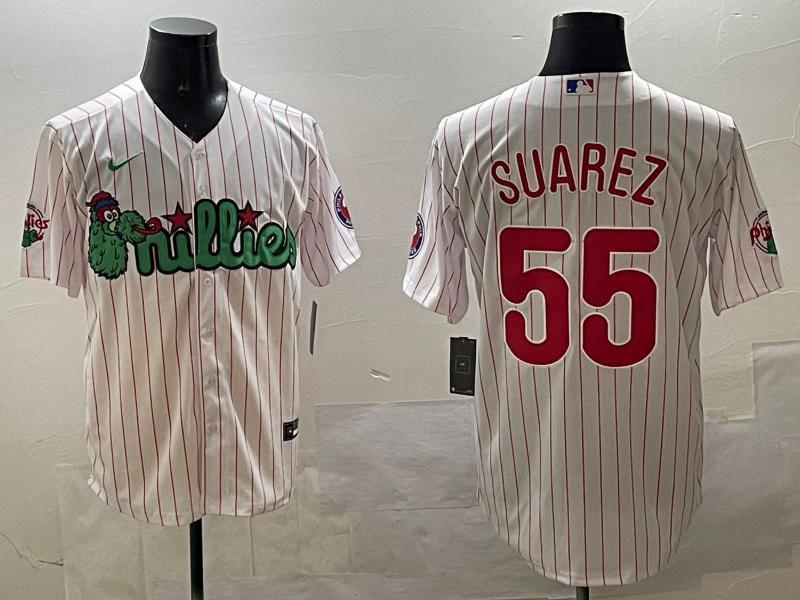 Men's Philadelphia Phillies Ranger Suarez #55 White Replica Team Jersey