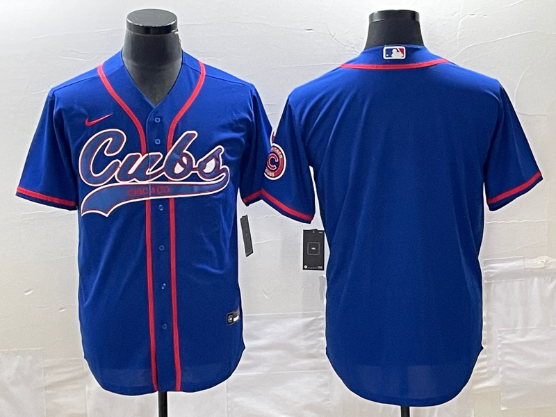 Men's Chicago Cubs Blue Blank Replica Player Jersey