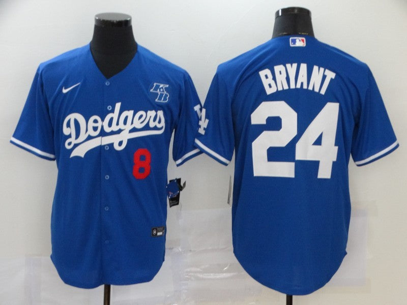 Men's Los Angeles Dodgers Kobe Bryant #8-24 Blue Replica Baseball Jersey1