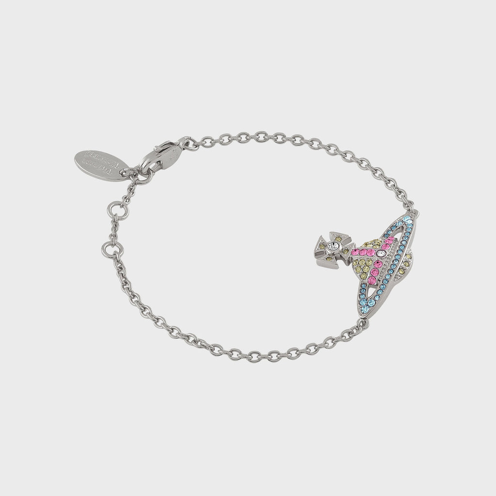 Vivienne Westwood Mini Bas Relief Chain Bracelet - Platinum / Aqua Bohemica