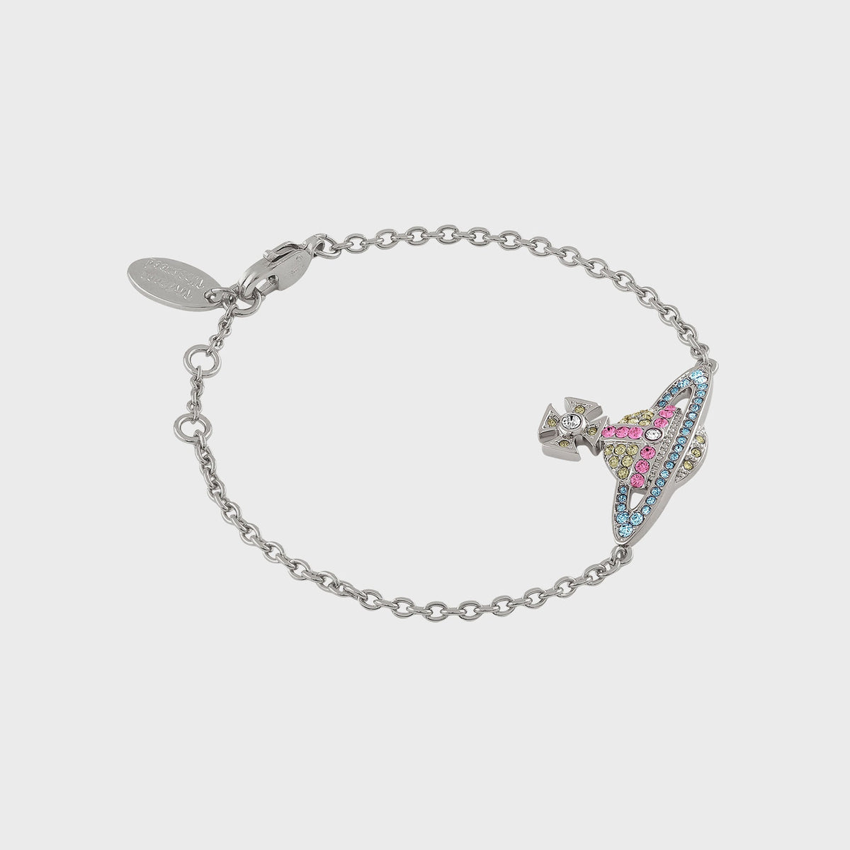 Vivienne Westwood Mini Bas Relief Chain Bracelet - Platinum / Aqua Bohemica