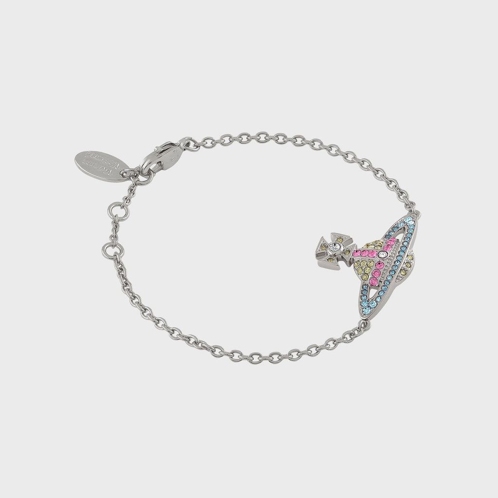 Vivienne Westwood Mini Bas Relief Chain Bracelet - Platinum / Aqua Bohemica