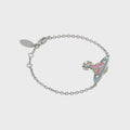 Vivienne Westwood Mini Bas Relief Chain Bracelet - Platinum / Aqua Bohemica
