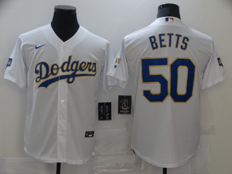 Men's Los Angeles Dodgers Mookie Betts #50 White Stitched Jersey1