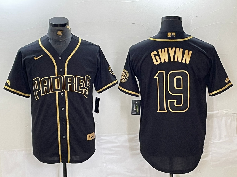 Men's San Diego Padres Tony Gwynn #19 Black Stitched Jersey
