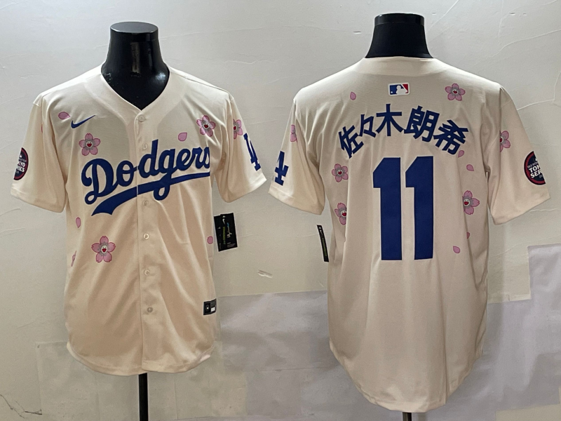 Men's Los Angeles Dodgers Roki Sasaki #11 Cream Player Jersey