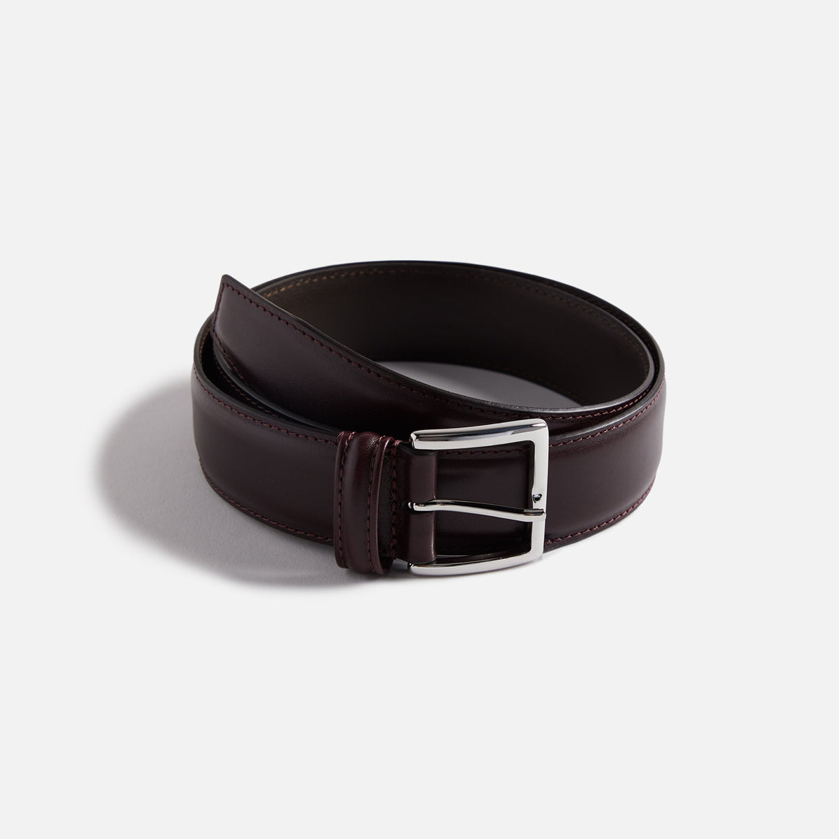 Anderson's Stitched Trimmed Semi Formal Leather Belt - Oxblood