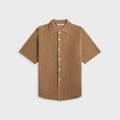 Auralee Cotton Mesh Knit Half Sleeved Shirt - Khaki Brown
