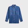 Auralee Selvedge Light OZ Denim Shirt - Medium Washed Indigo