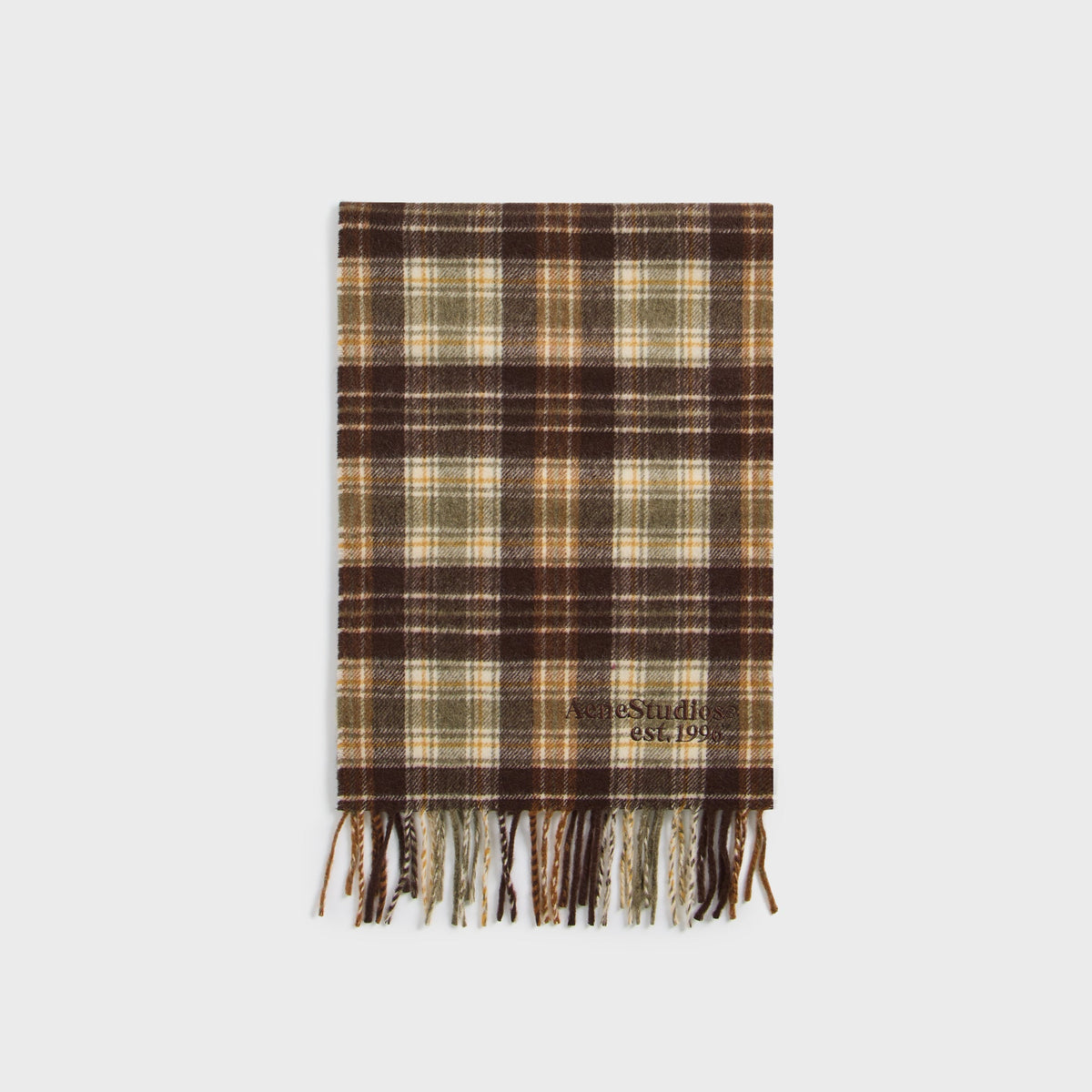 Acne Studios Cashmere Scarf - Dark Brown / Khaki Green