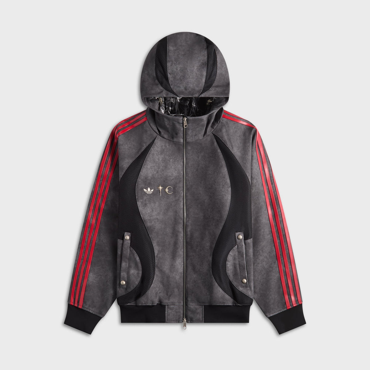 adidas x Thug Club Teamgeist Leather Jacket - Black / Antique Silver