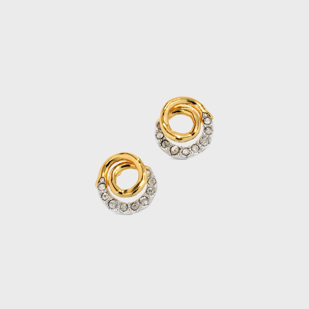 Alexis Bittar Solanales Gold Crystal Spiral Stud Earrings - Gold / Silver