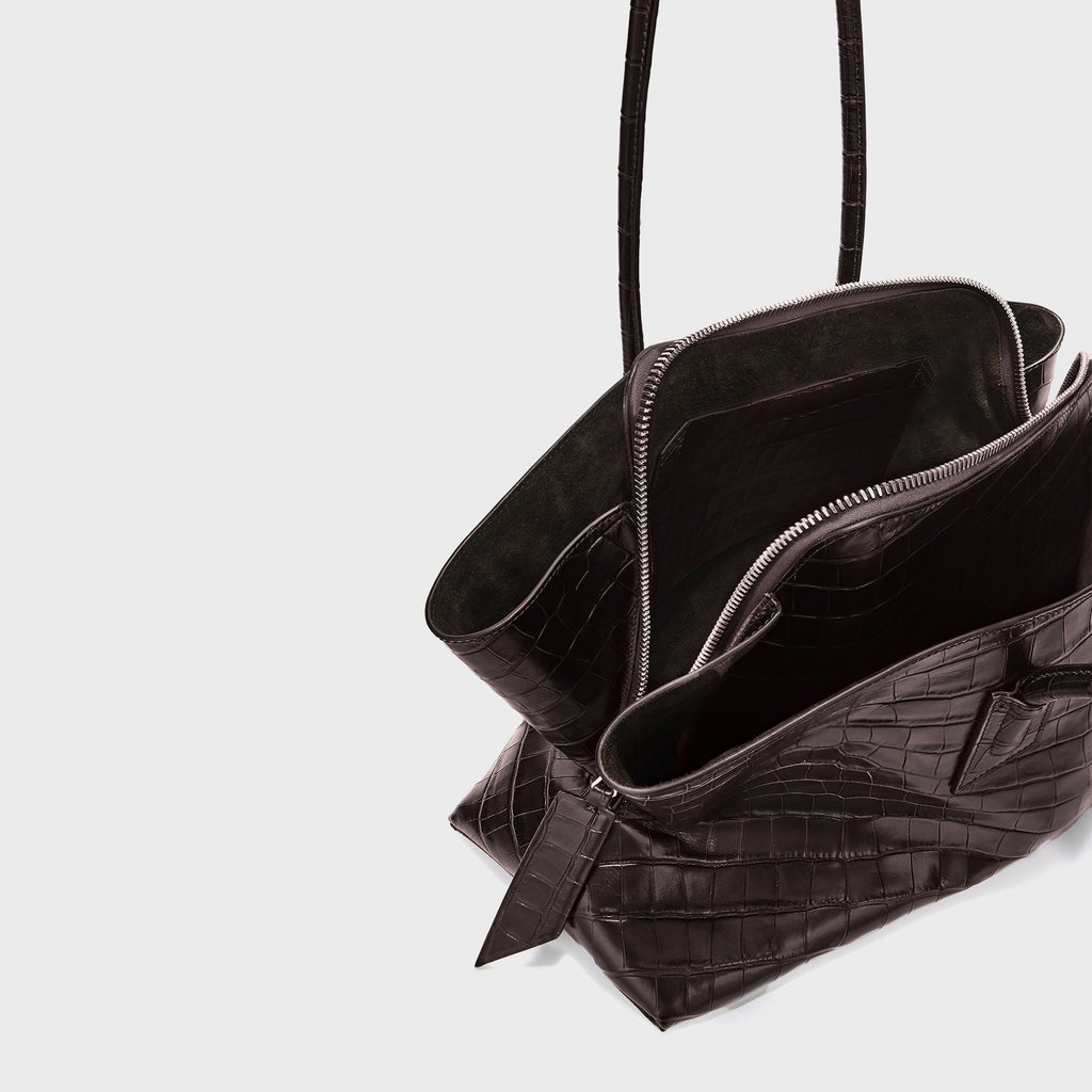 The Attico La Passeggiata Medium Top Handle Bag - Coffee