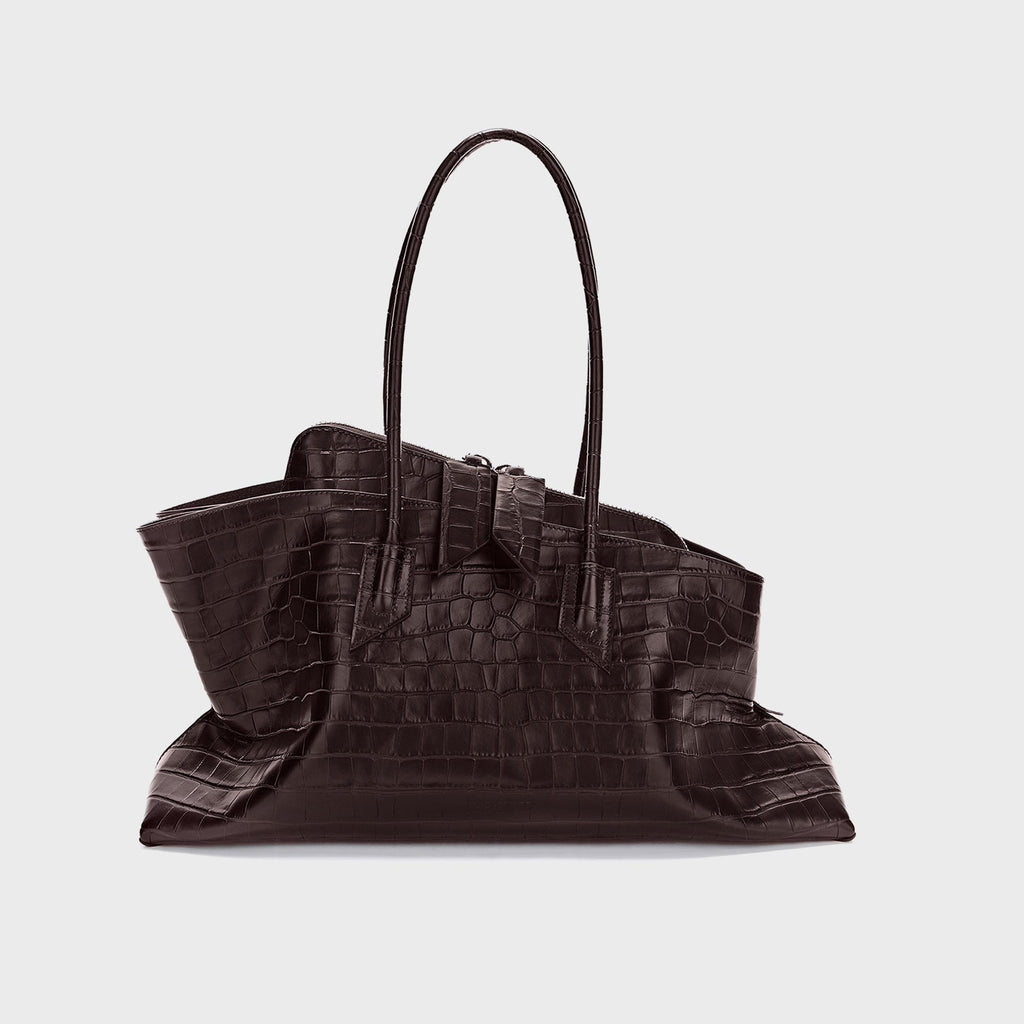 The Attico La Passeggiata Medium Top Handle Bag - Coffee