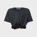 Alexander Wang Faux Fur Trim Tee - Washed Black