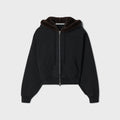 Alexander Wang Faux Fur Hood Zip Up Hoodie - Black