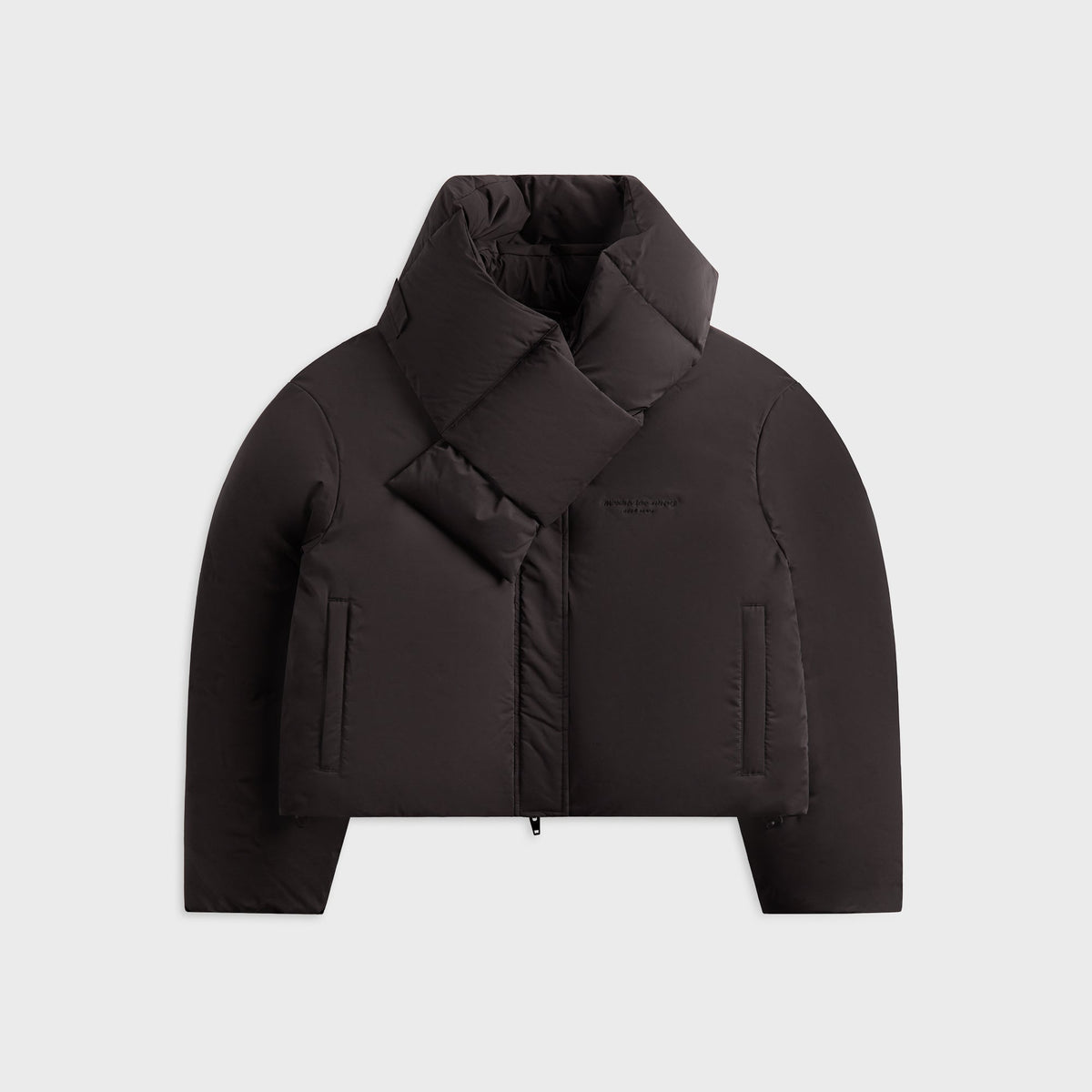 Alexander Wang Cropped Puffer with Detachable Scarf - Black