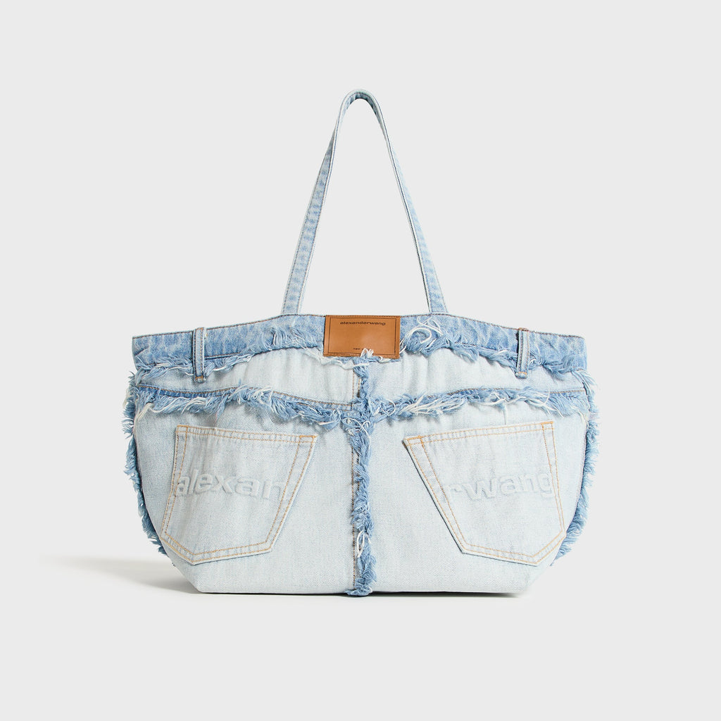 Alexander Wang Punch Denim Fray Tote Bag - Bleach Blue