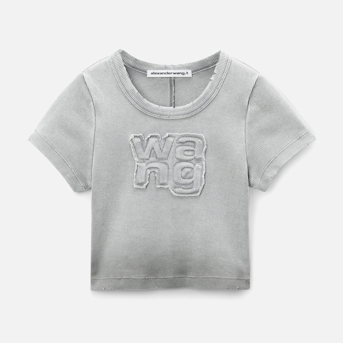Alexander Wang Distressed Edge Rib Baby Tee - Grey