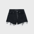 Alexander Wang Crystal Hotfix Logo Fly Relaxed Short - Faded Black