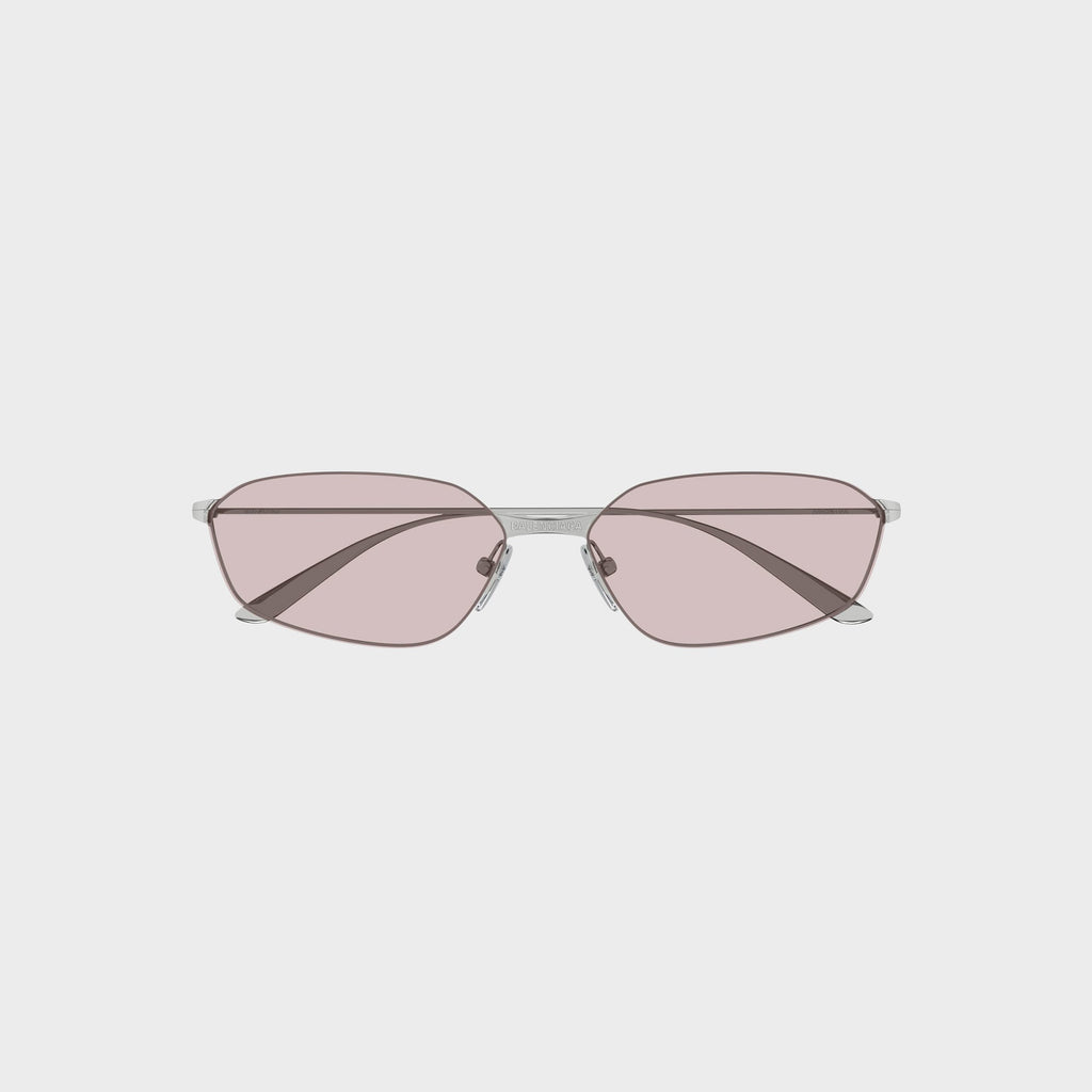 Balenciaga BB0412S Metal Rectangle Sunglasses - Ruthenium / Pink