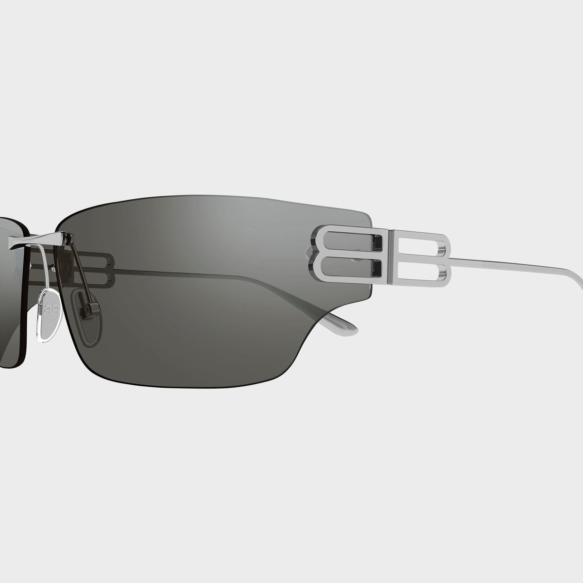 Balenciaga Rectangular Metal Sunglasses - Ruthenium / Silver