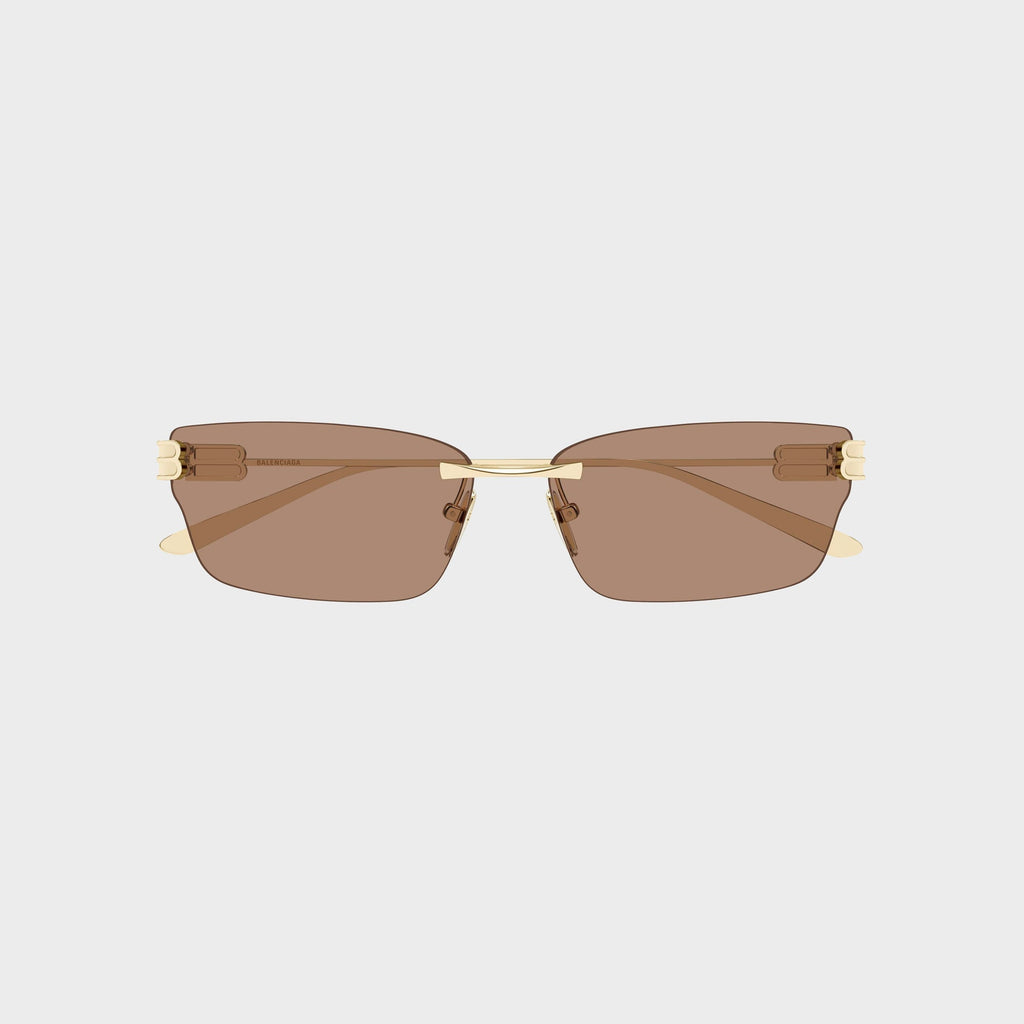 Balenciaga BB0487S Metal Rectangle Sunglasses - Gold / Brown