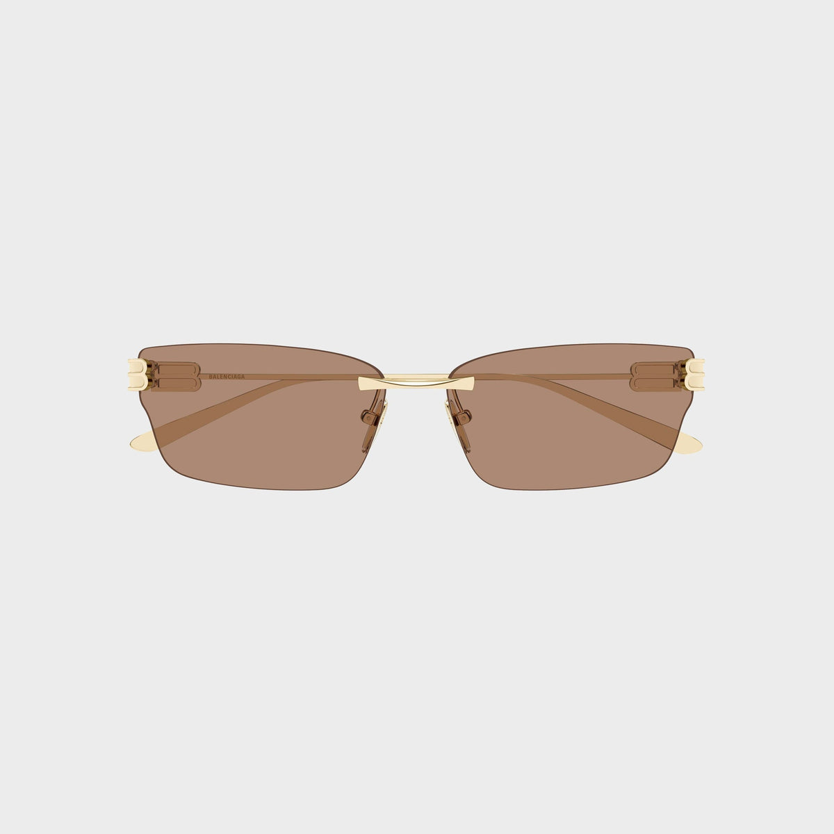 Balenciaga BB0487S Metal Rectangle Sunglasses - Gold / Brown