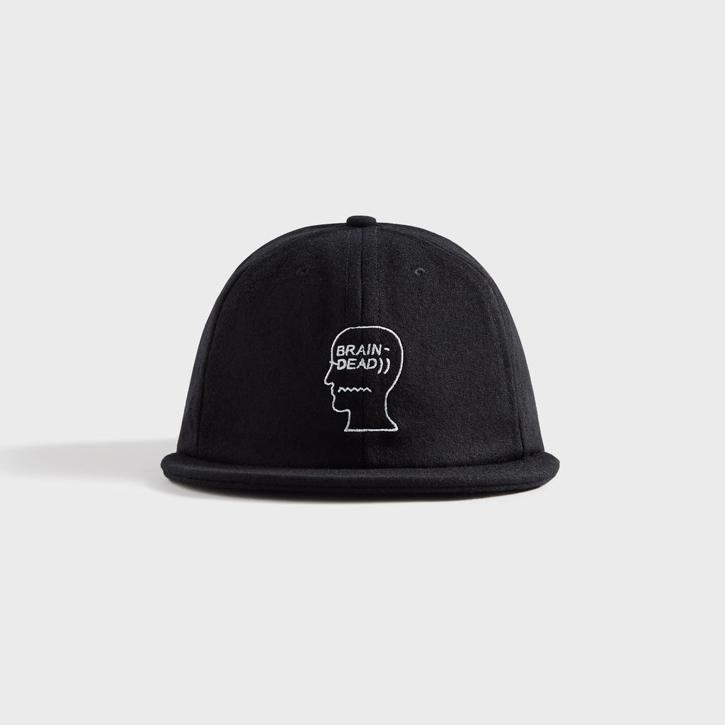 Brain Dead Flannel Logo Head Six Panel Cap - Black