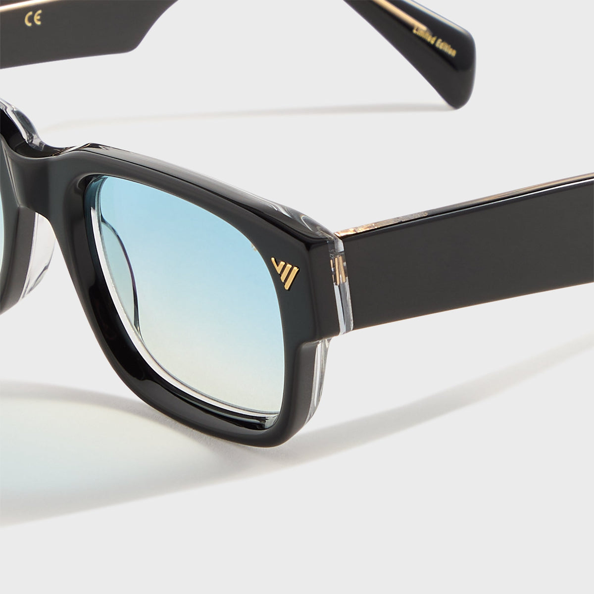 Vintage Frames Bowie Black and Clear Acetate - Glossy Black / Blue