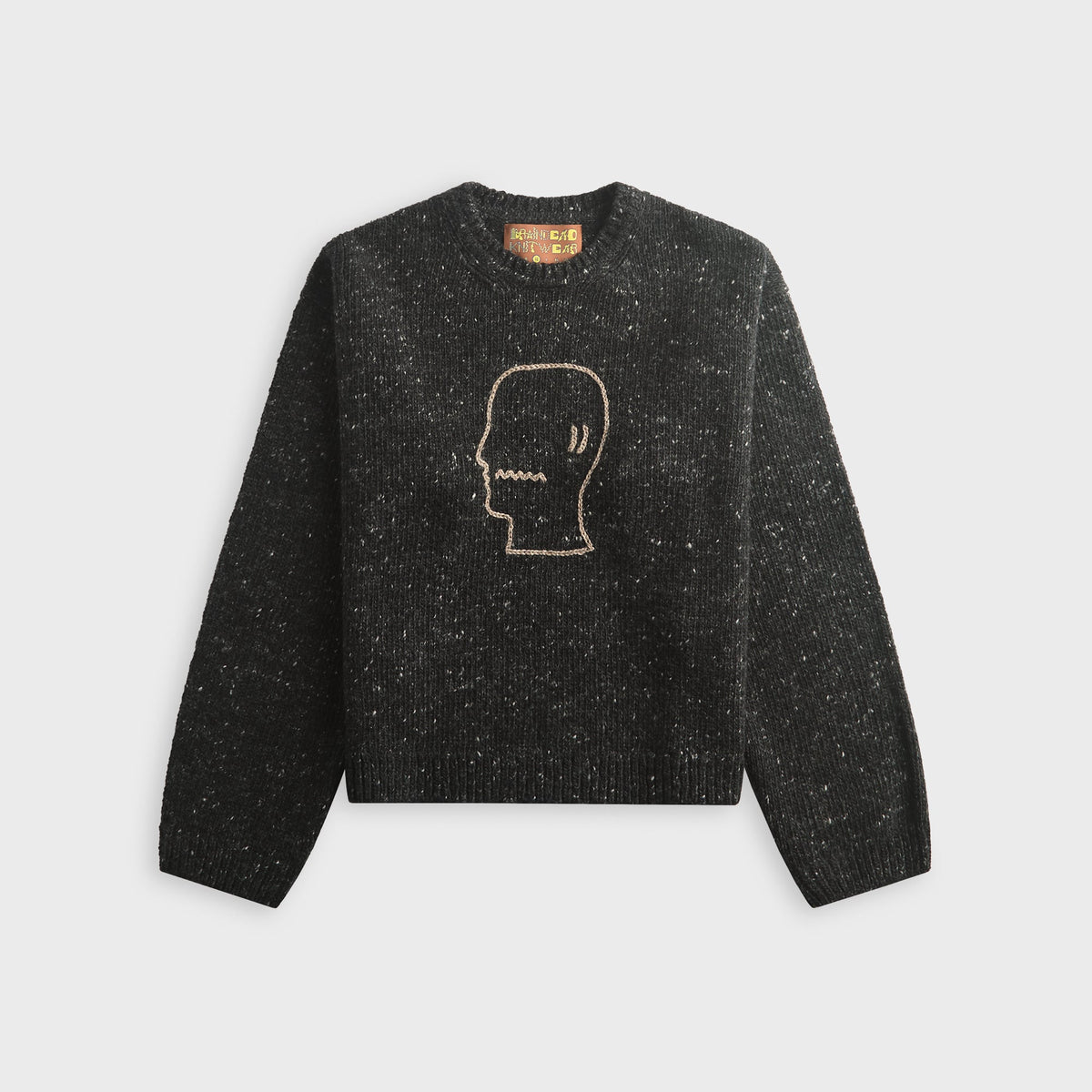 Brain Dead Logohead Alpaca Crewneck Sweater - Charcoal