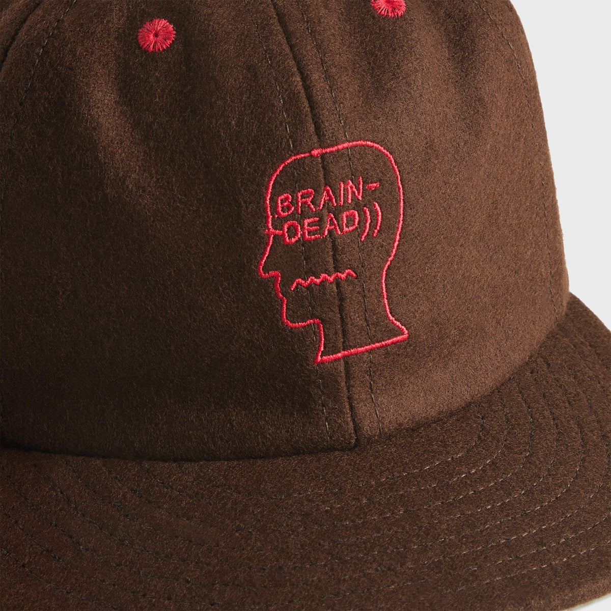 Brain Dead Flannel Classic Logohead 6 Panel Cap - Brown