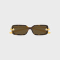 Bottega Veneta Knot Rectangular Sunglasses - Havana / Gold / Brown