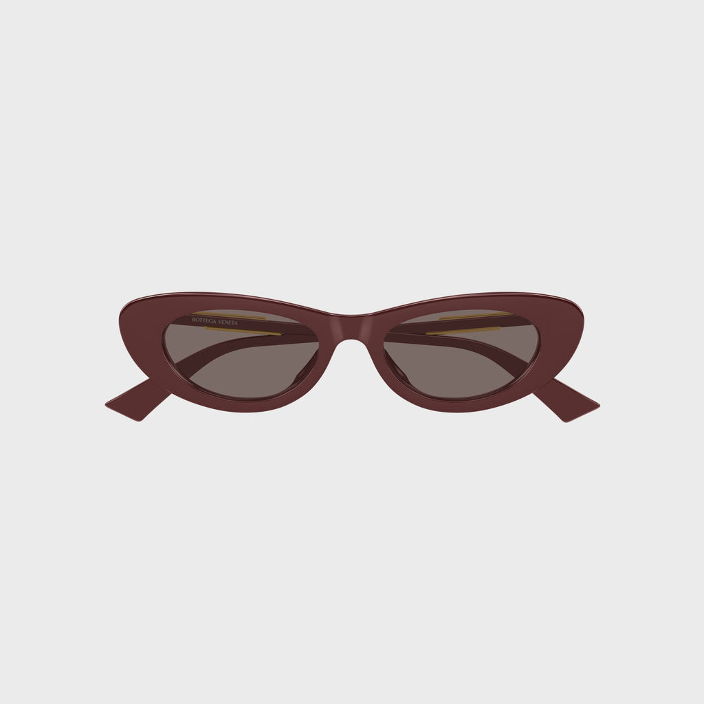 Bottega Veneta Snap Oval Sunglasses - Burgundy / Brown