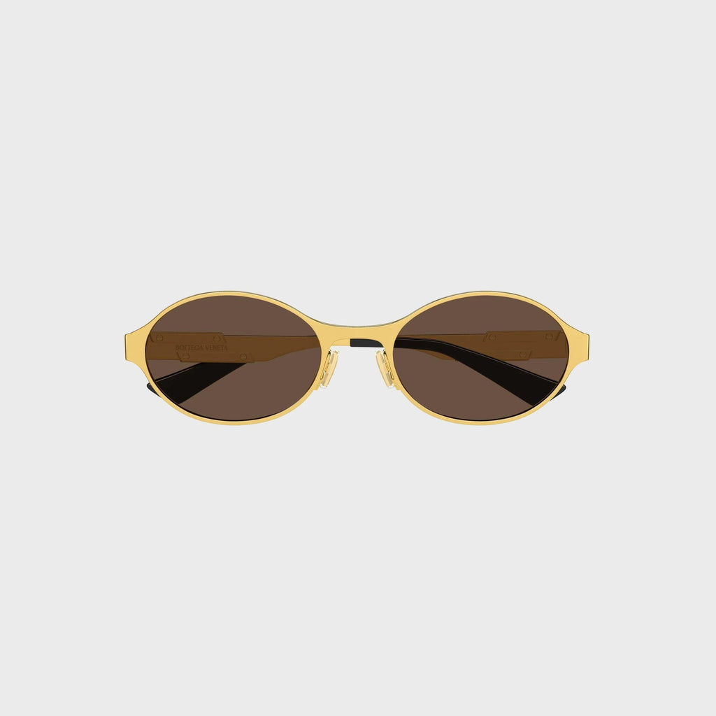 Bottega Veneta Dash Oval Sunglasses - Gold / Brown