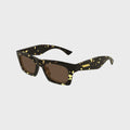Bottega Veneta Recycled Acetate Rectangle Sunglasses - Havana / Brown