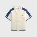 Casablanca Short Sleeve Crochet Shirt - White / Blue / Yellow