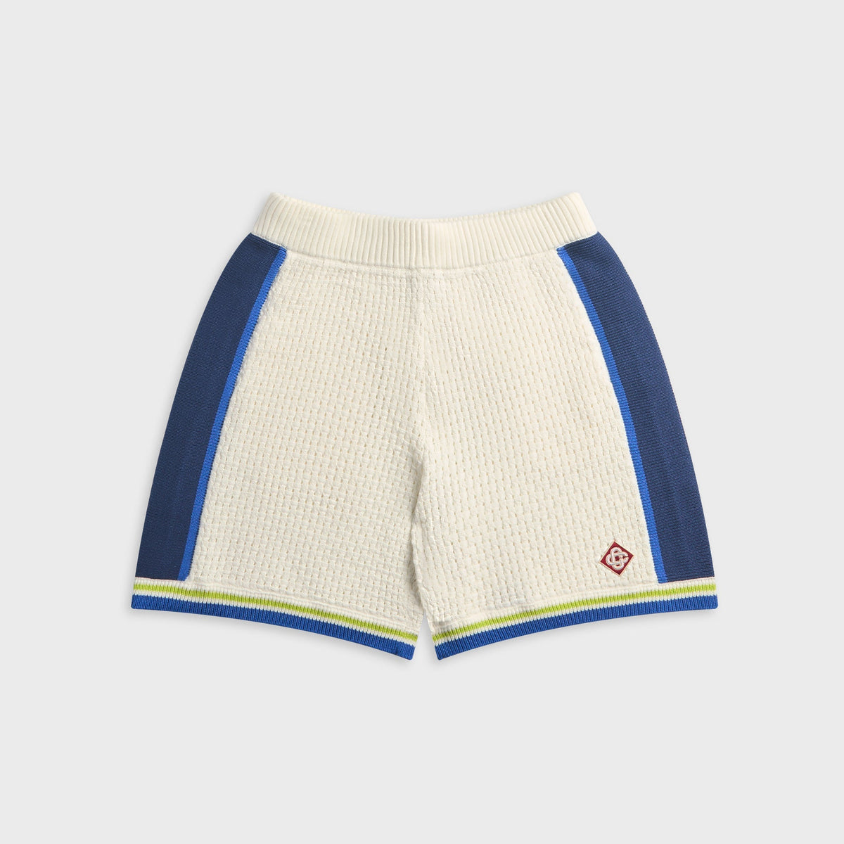 Casablanca Side-Stripe Crochet Short - White / Blue