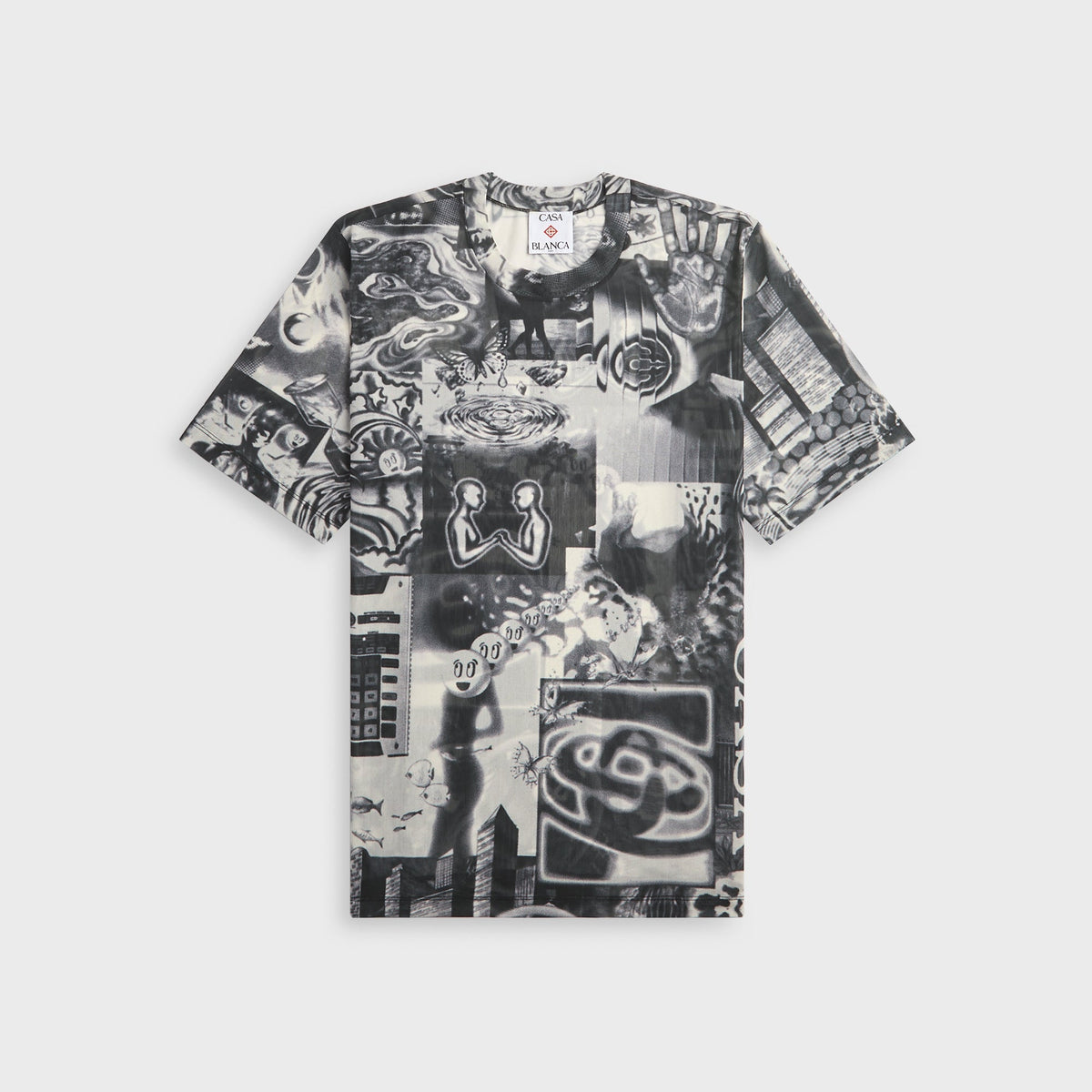 Casablanca Rave Collage Short Sleeve Mesh Tee - Black / White