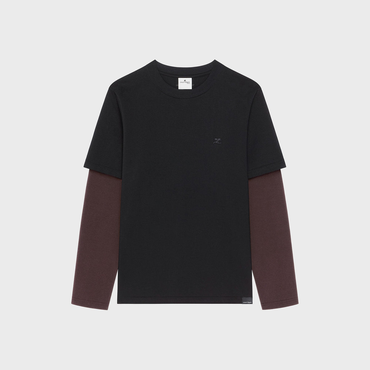 Courrèges AC Double Sleeve Tee - Black / Burnt Red