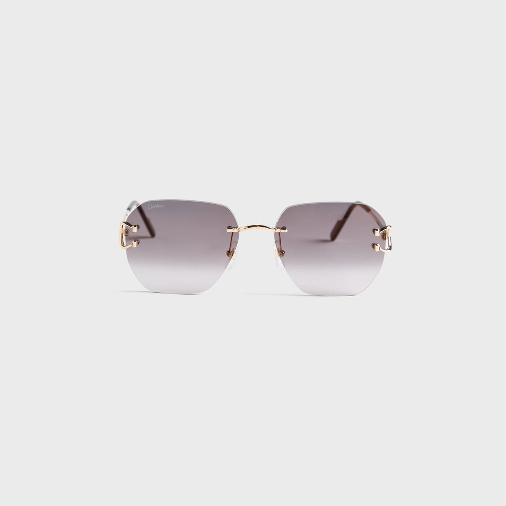 Cartier Rectangle 58 Sunglass Unisex Metal - Shiny Gold