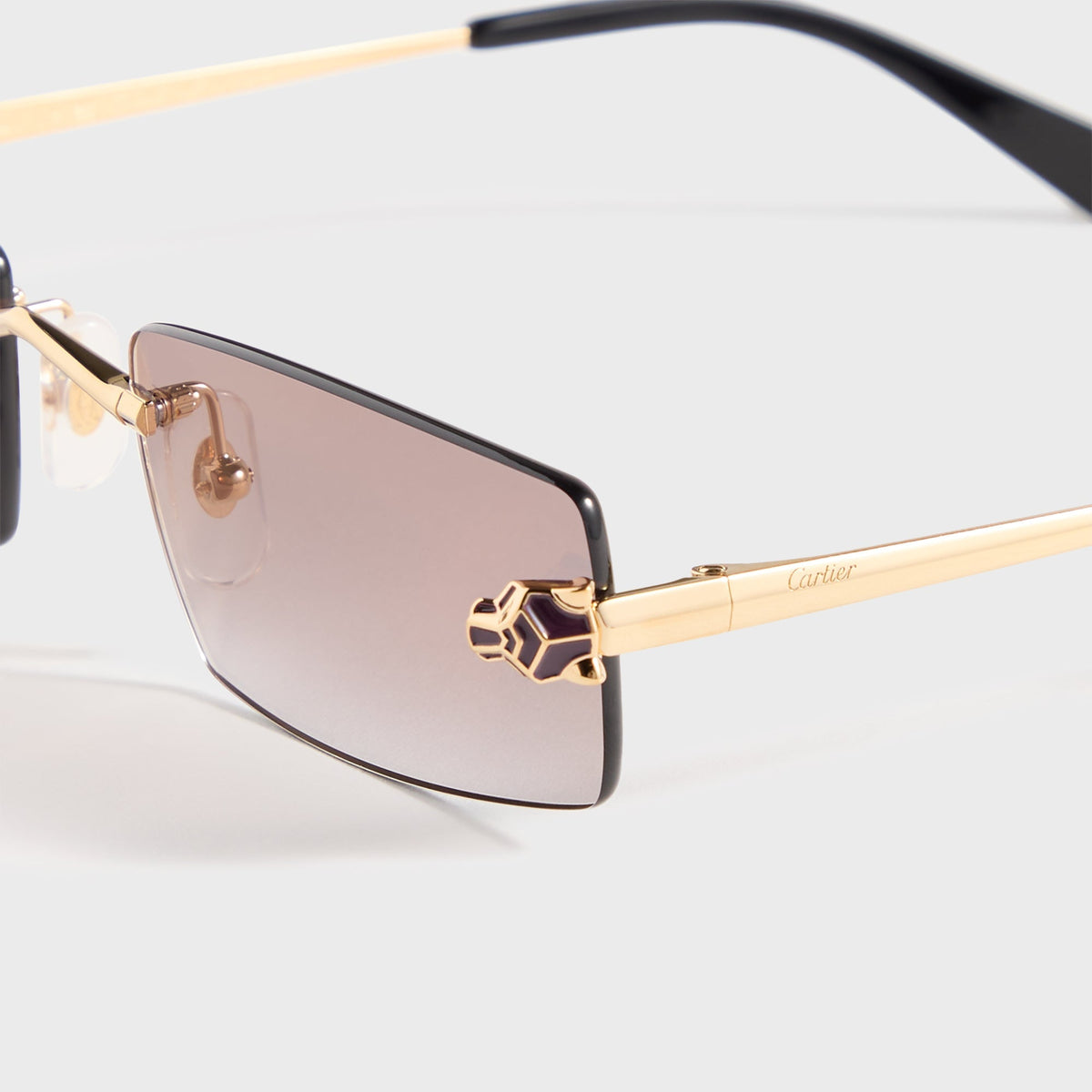 Cartier Rectangle Sunglasses - Gold / Violet