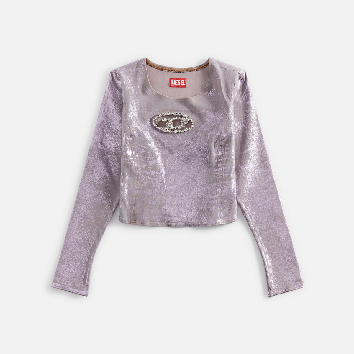 Diesel Logo Long Sleeve Denim Top - Pink
