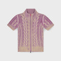 Diesel Short Sleeve Zip Cable Knit Cardigan - Beige / Violet