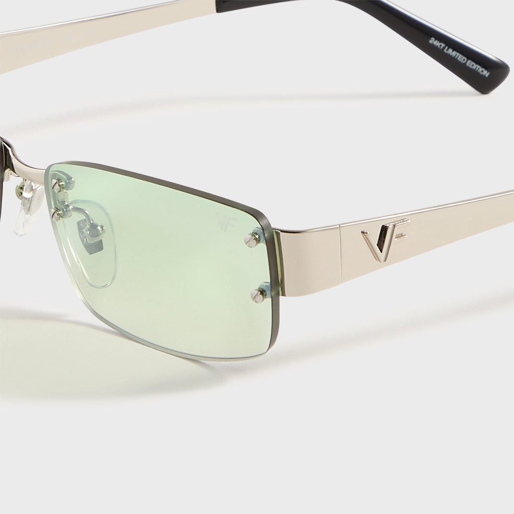 Vintage Frames Infamous Rimless Drill Mount 24KT - White Gold / Powder Green Gradient